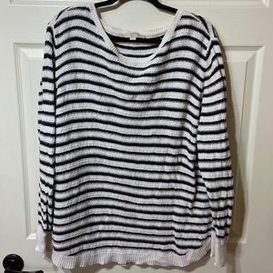 Loft plus black and white 100% cotton sweater
